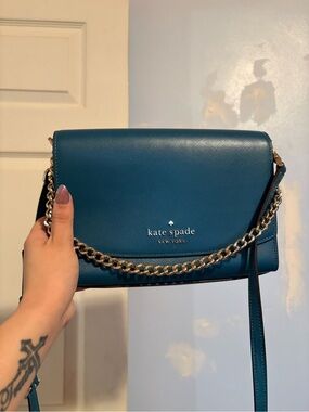 Kate Spade Teal Blue Like New Crossbody/Shoulder Bag Convertible